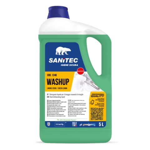 Detergente liquido al profumo di limone verde Washup Sanitec 5 L / 5,1 Kg 1240